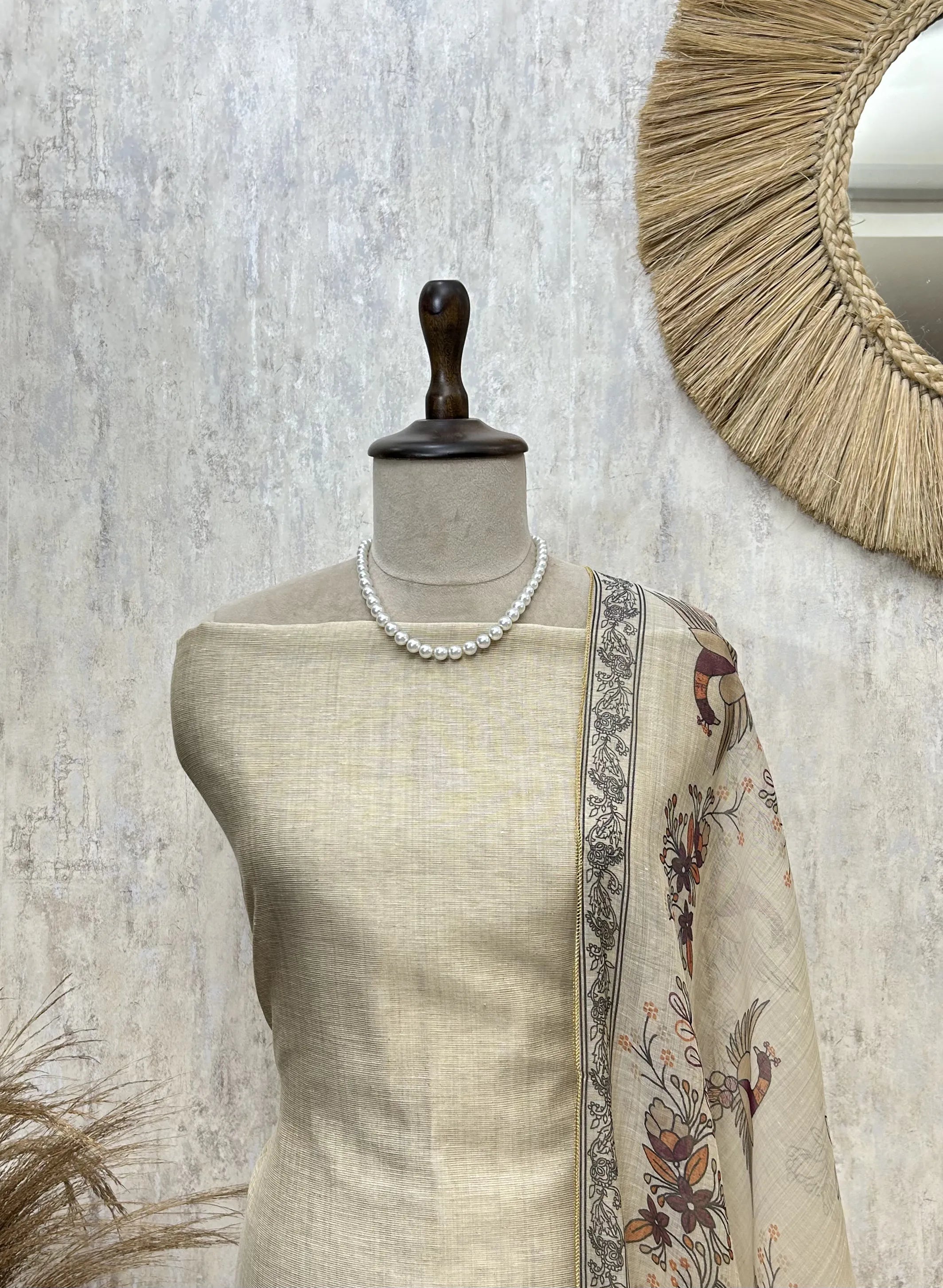 Elegant Peacock Embroidery Unstitched Suit
