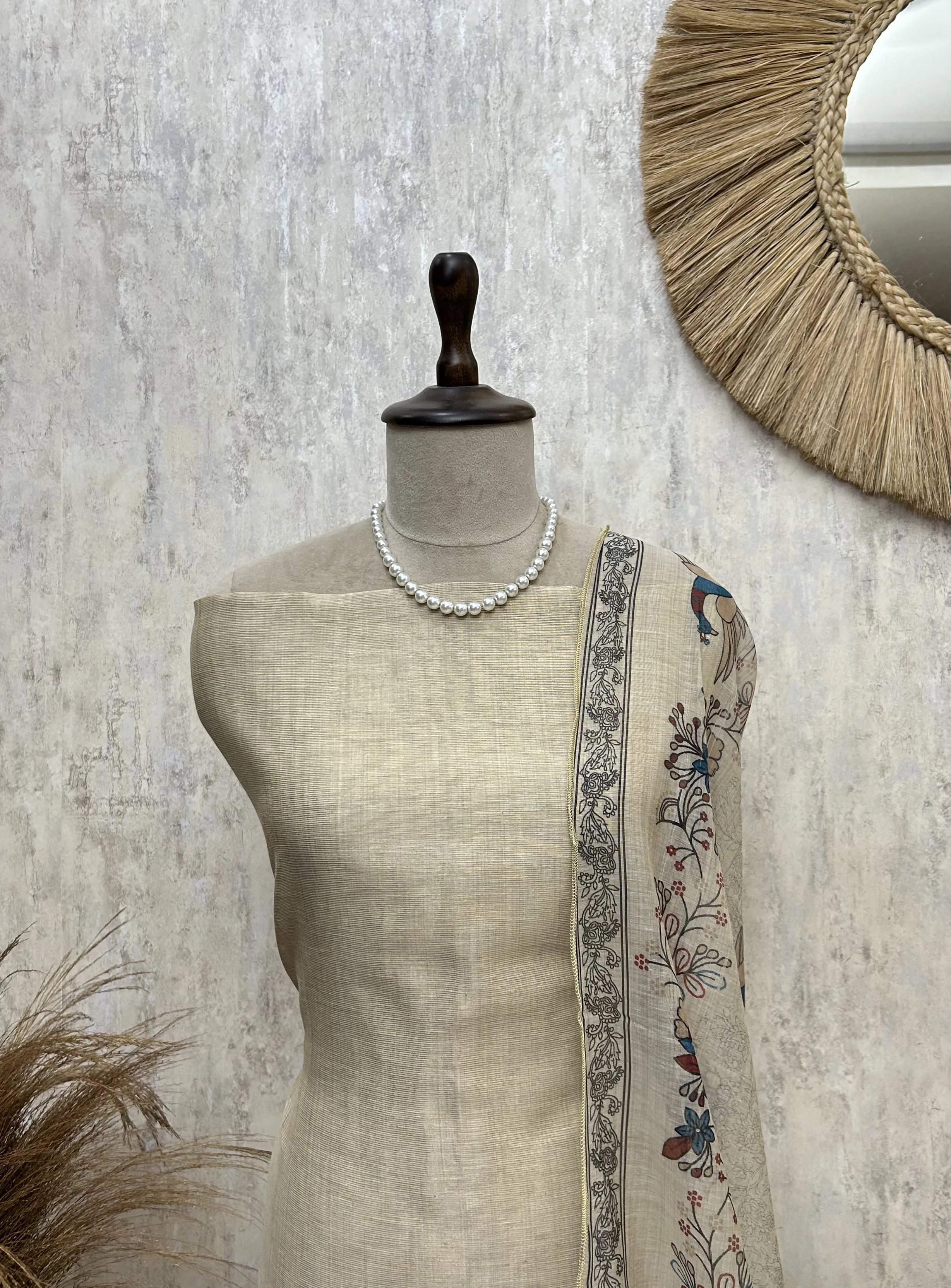 Elegant Peacock Embroidery Unstitched Suit