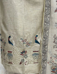 Elegant Peacock Embroidery Unstitched Suit