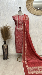 Classic Crimson Craft linen Unstitched Suit