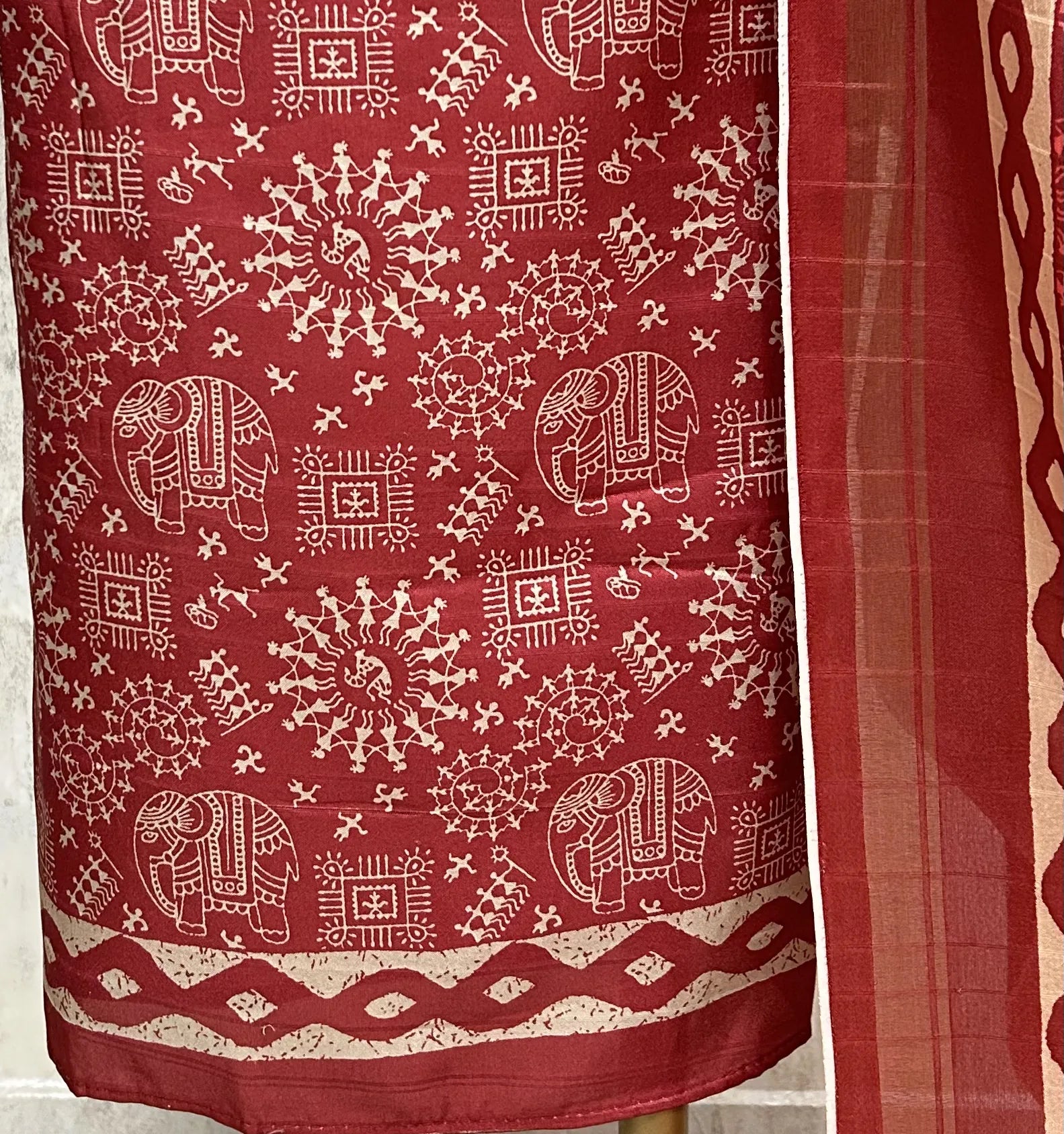 Classic Crimson Craft linen Unstitched Suit