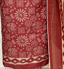 Classic Crimson Craft linen Unstitched Suit