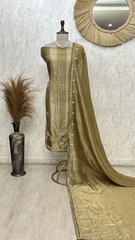 Smoky Zari Elegance Burberry Tissue Unstitched Suit