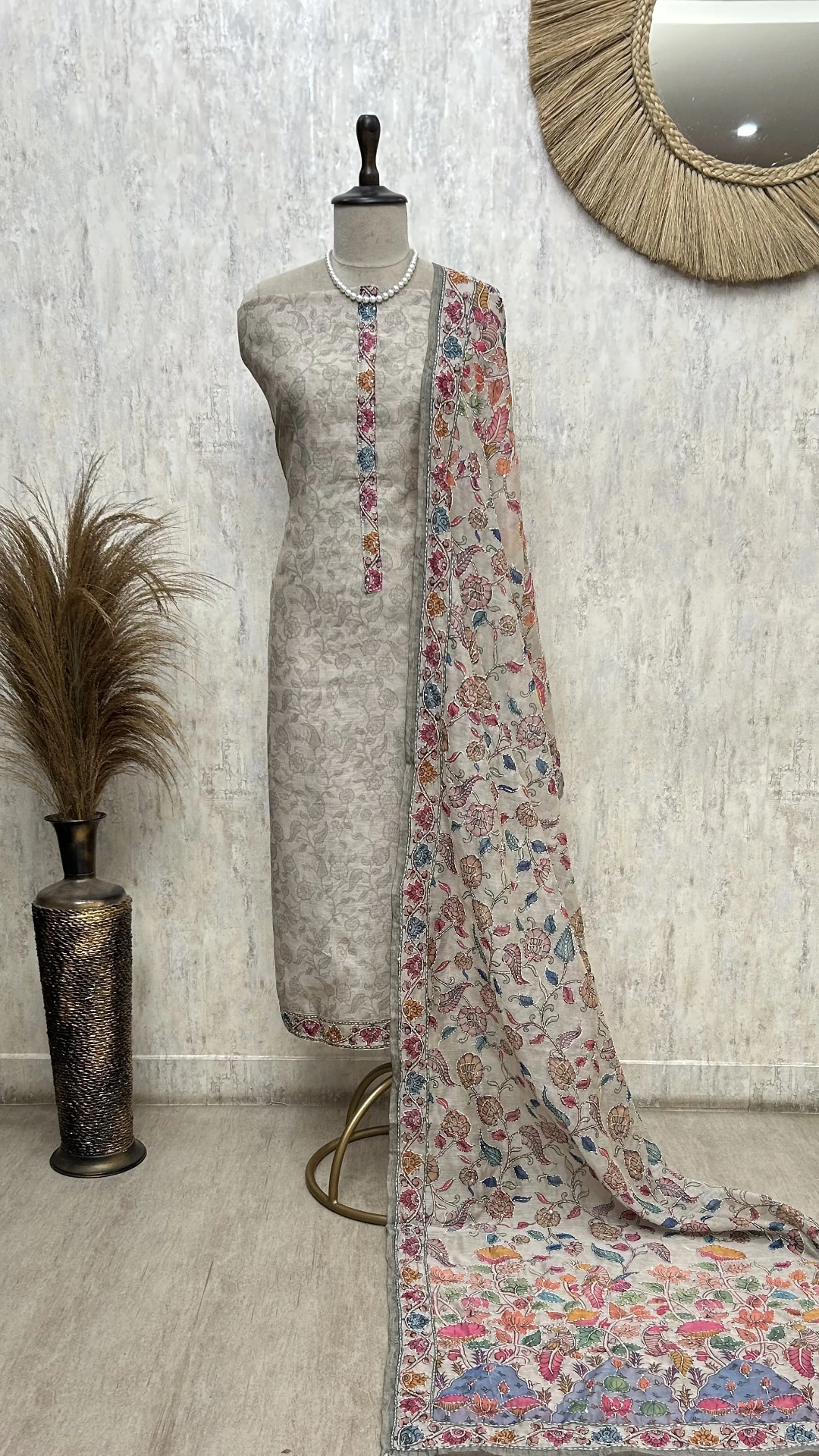Blossom Charm Ensemble Maheshwari Unstitched Suit