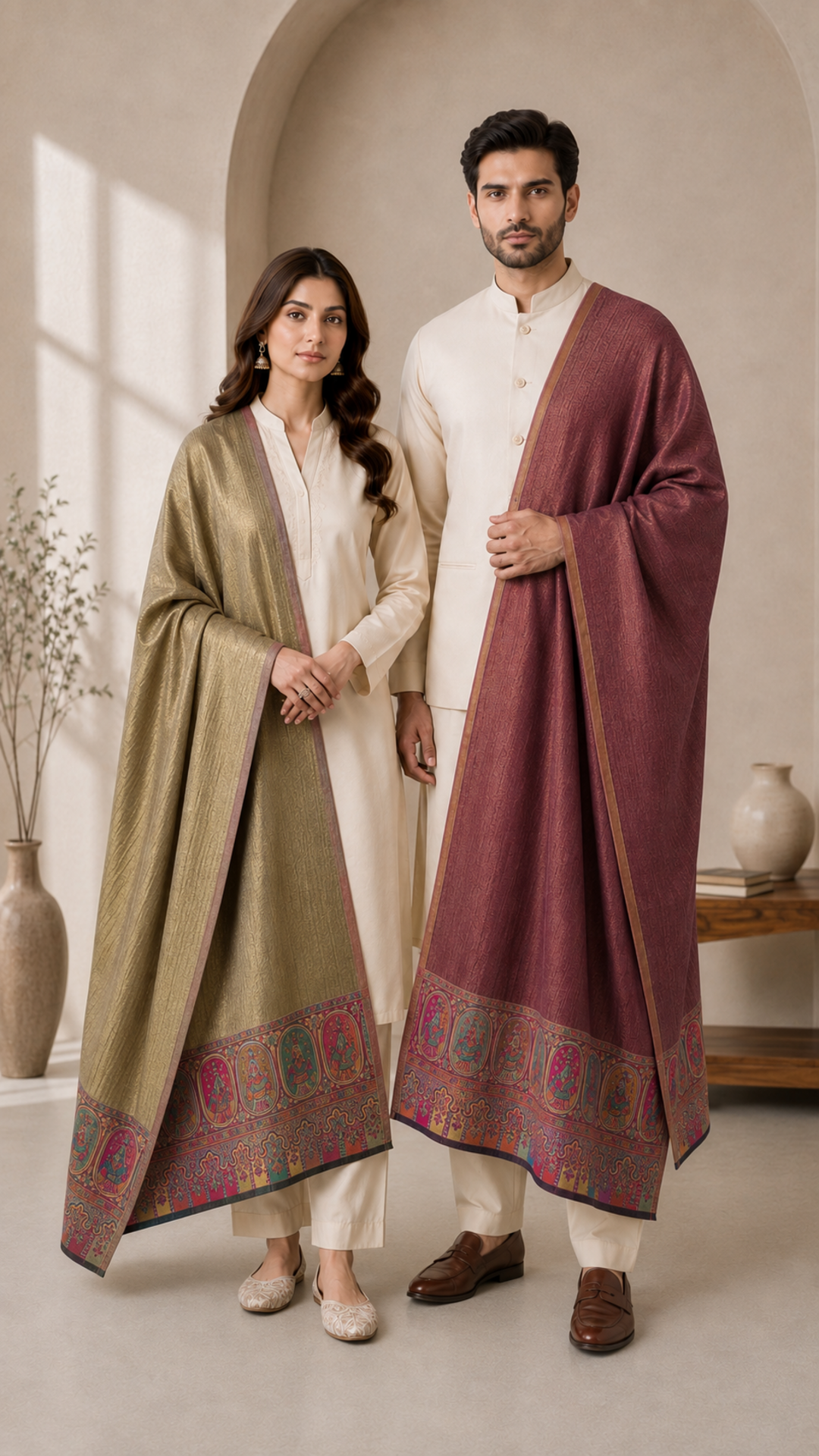 Reversible Pashmina Unisex Stoles - Pack of 1 With Premium  Curated Box Packaging