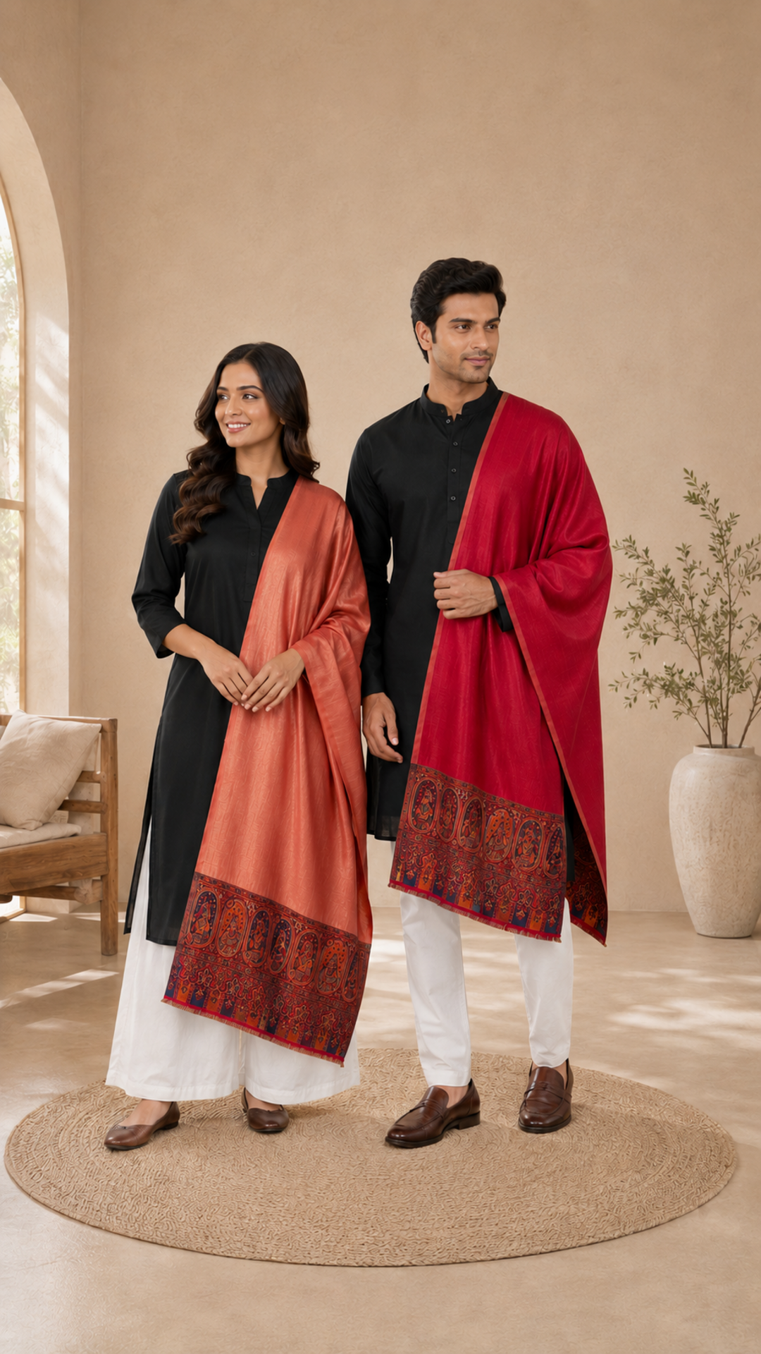 Reversible Pashmina Unisex Stoles - Pack of 1 With Premium  Curated Box Packaging