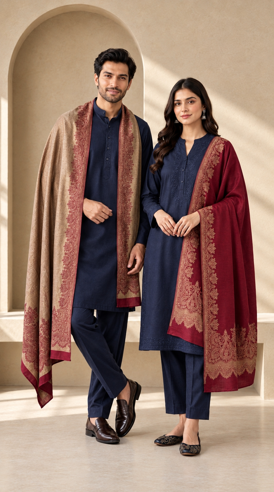 Reversible Fine Wool Unisex Stoles - Pack of 1 With Premium  Curated Box Packaging