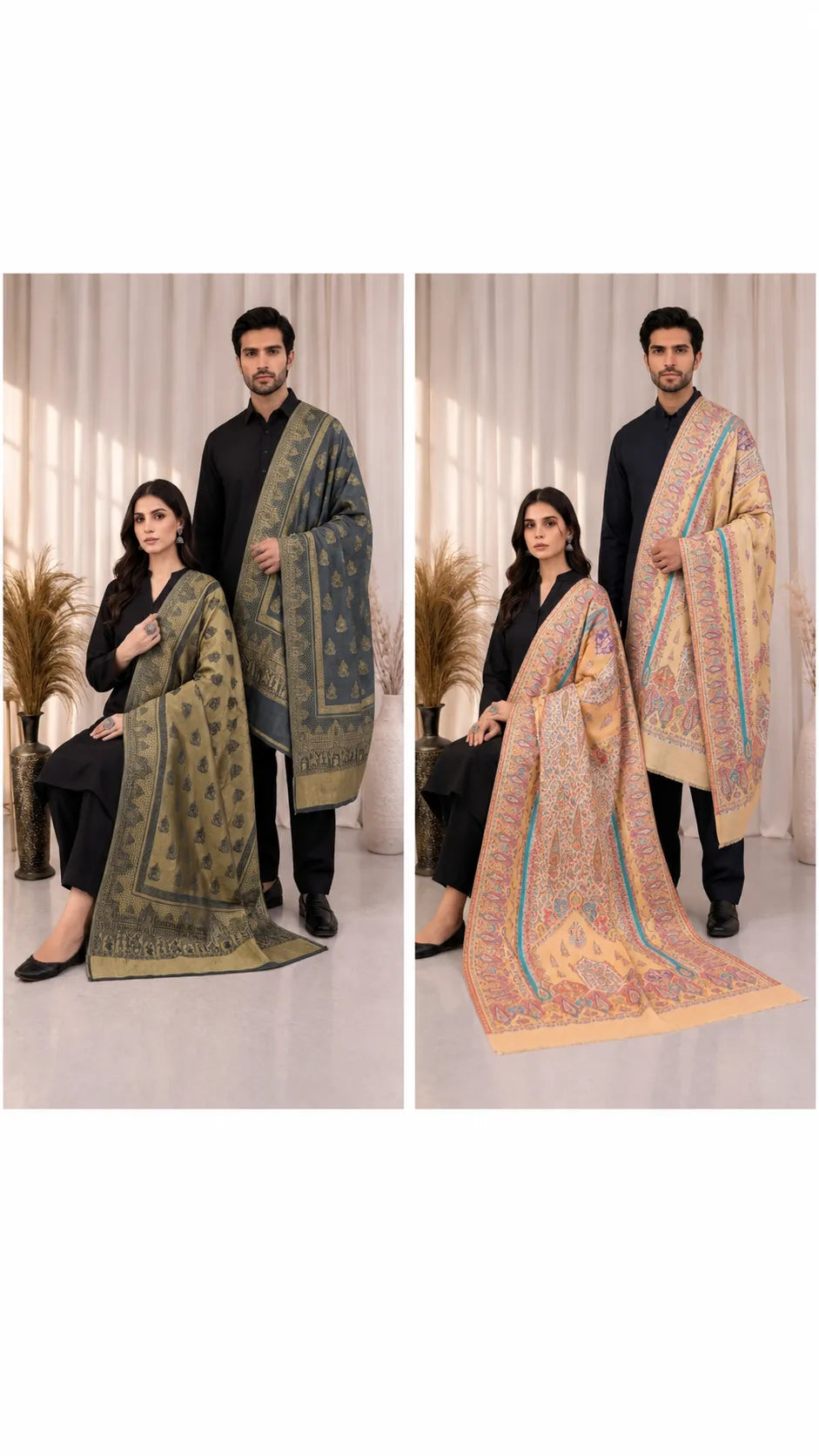 The Kapdakart His & Her Collection Of Semi Pashmina Stole with Premium Box Packaging