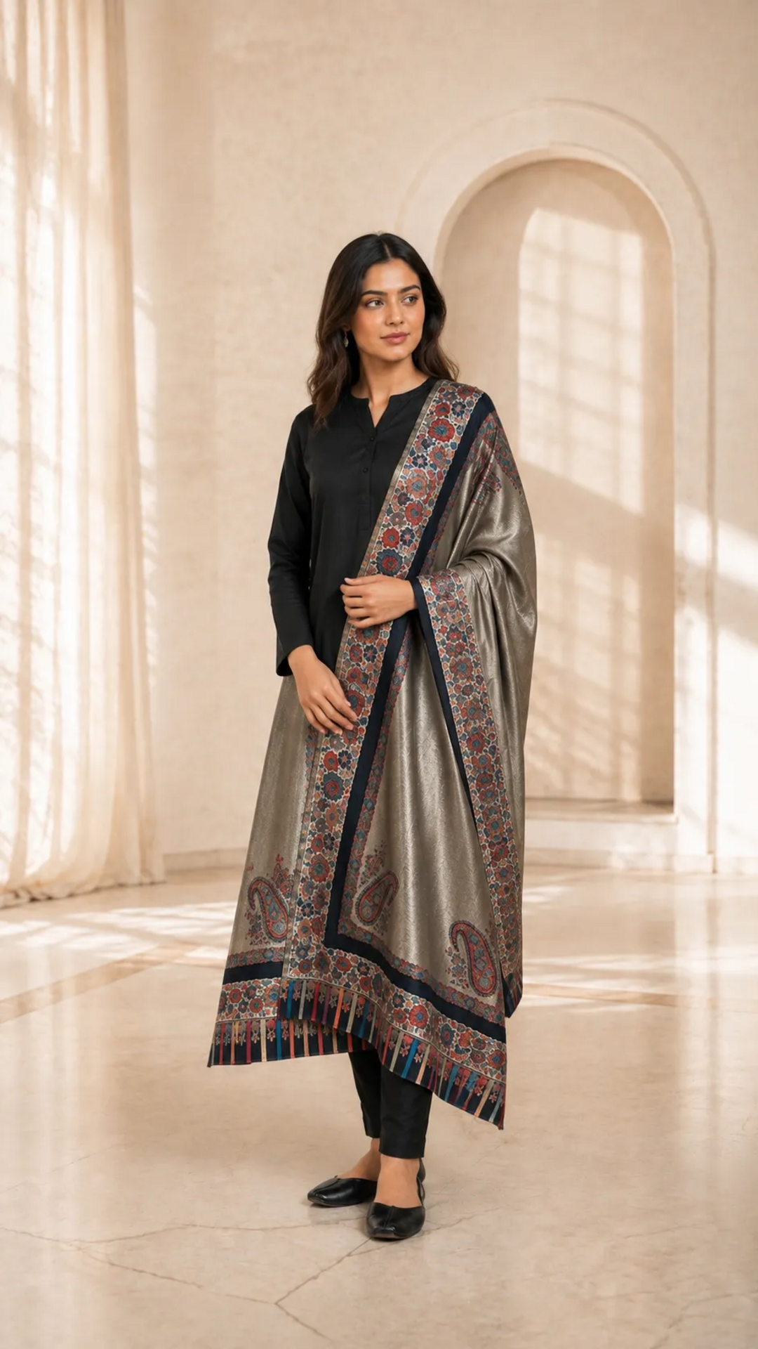 NonReversible Semi Pashmina Unisex Shawls With Curated Box Packaging