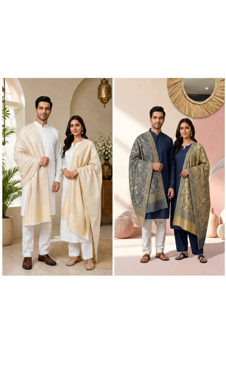 The Kapdakart His & Her Collection Of Semi Pashmina Stole with Premium Box Packaging