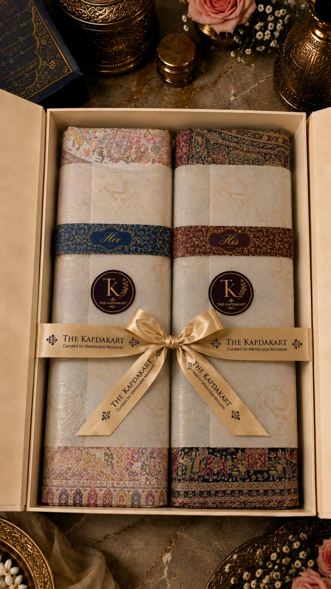 The Kapdakart His & Her Collection Of Semi Pashmina Non Reversible Stole with Premium Box Packaging