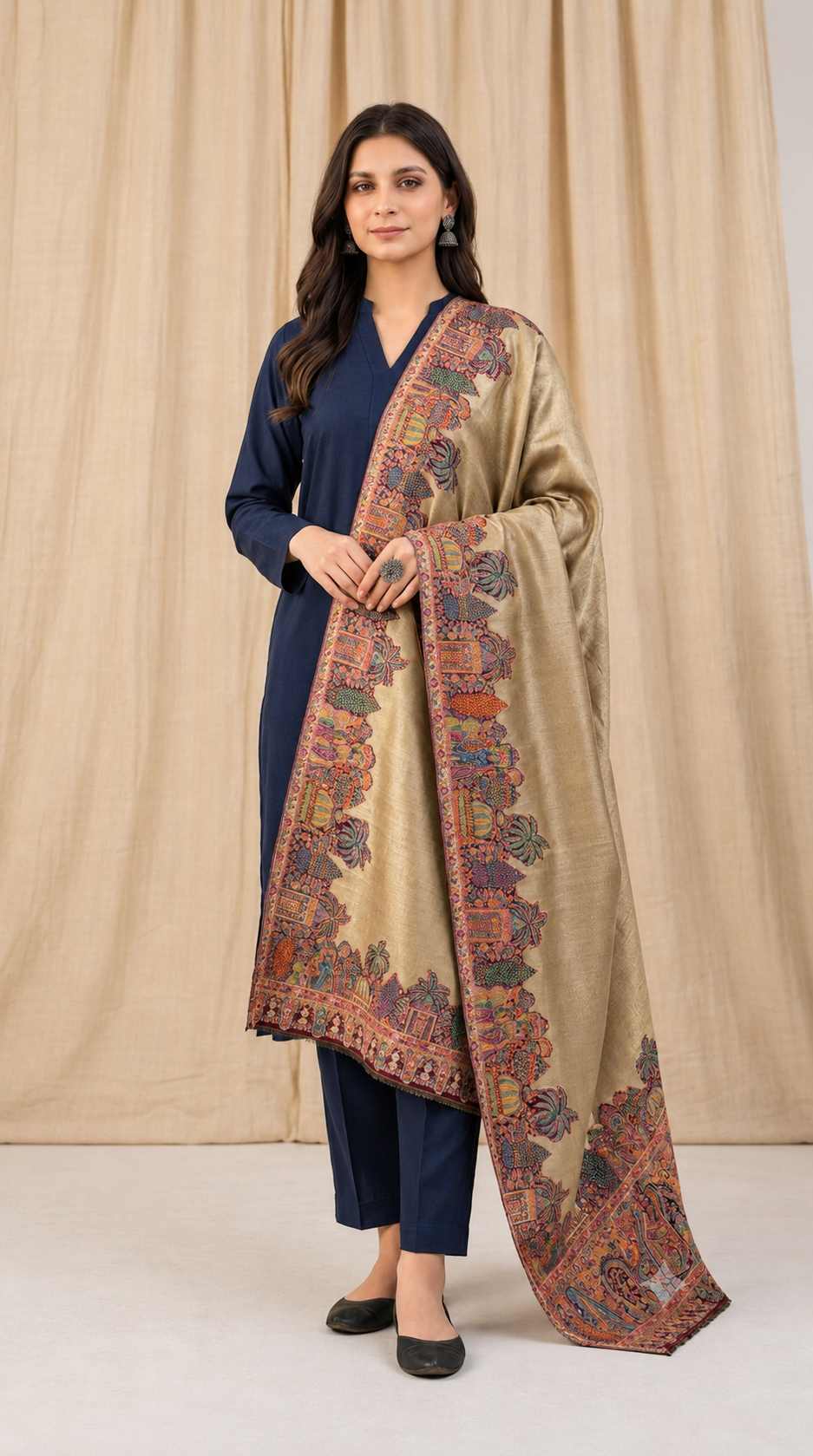 Non Reversible Semi Pashmina Unisex Shawls - Pack of 1 With Premium  Curated Box Packaging