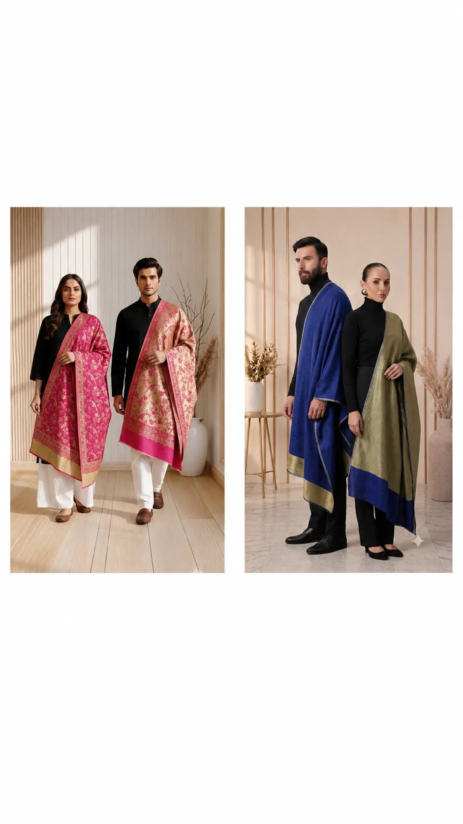 The Kapdakart His & Her Collection Of Semi Pashmina Stole with Premium Box Packaging