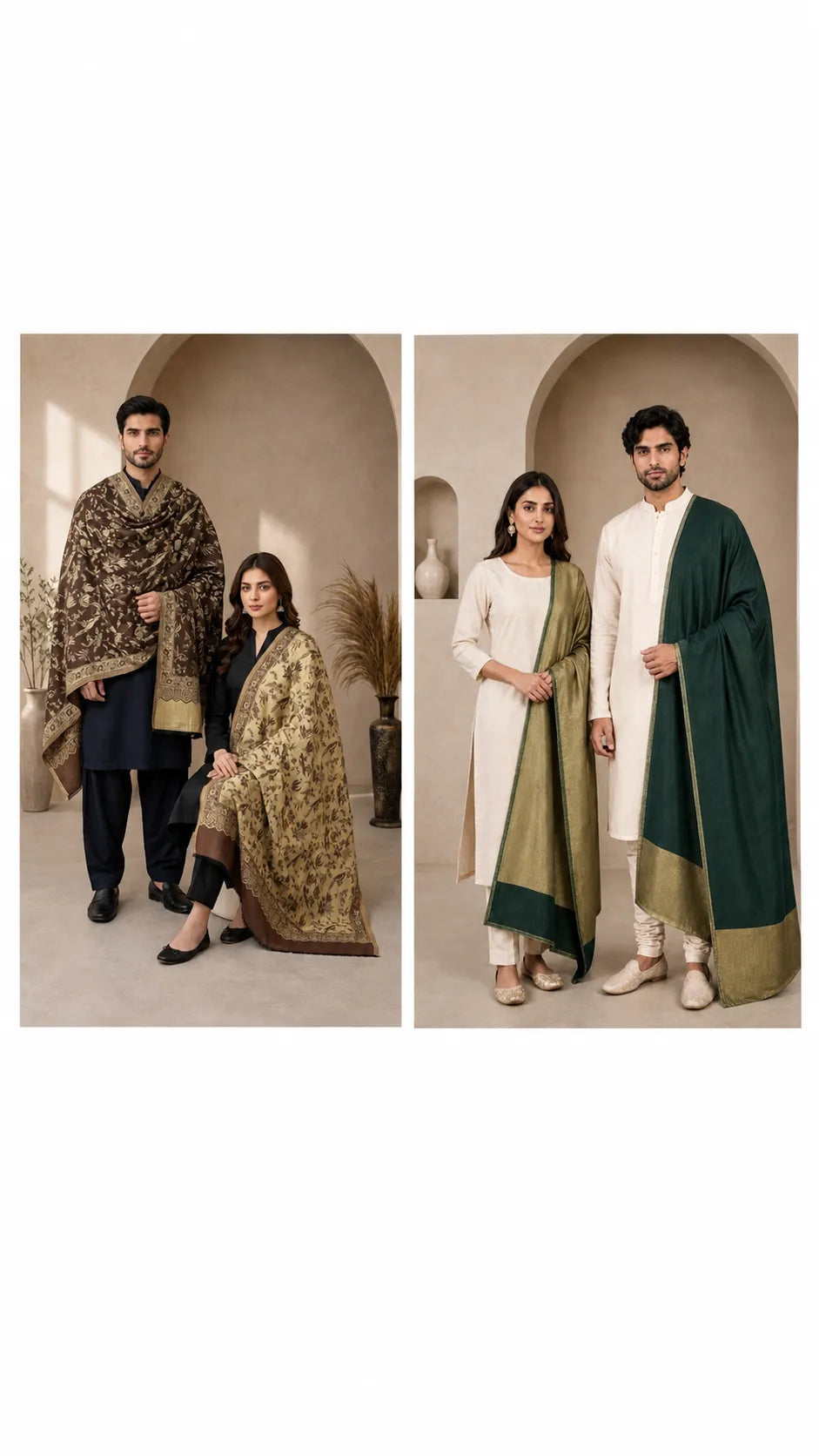 The Kapdakart His & Her Collection Of Semi Pashmina Stole with Premium Box Packaging