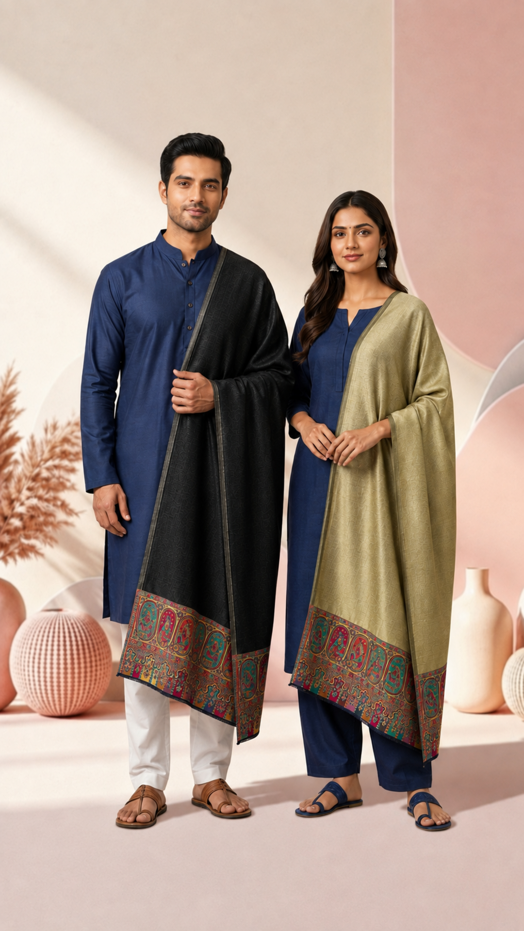 Reversible Pashmina Unisex Stoles - Pack of 1 With Premium  Curated Box Packaging