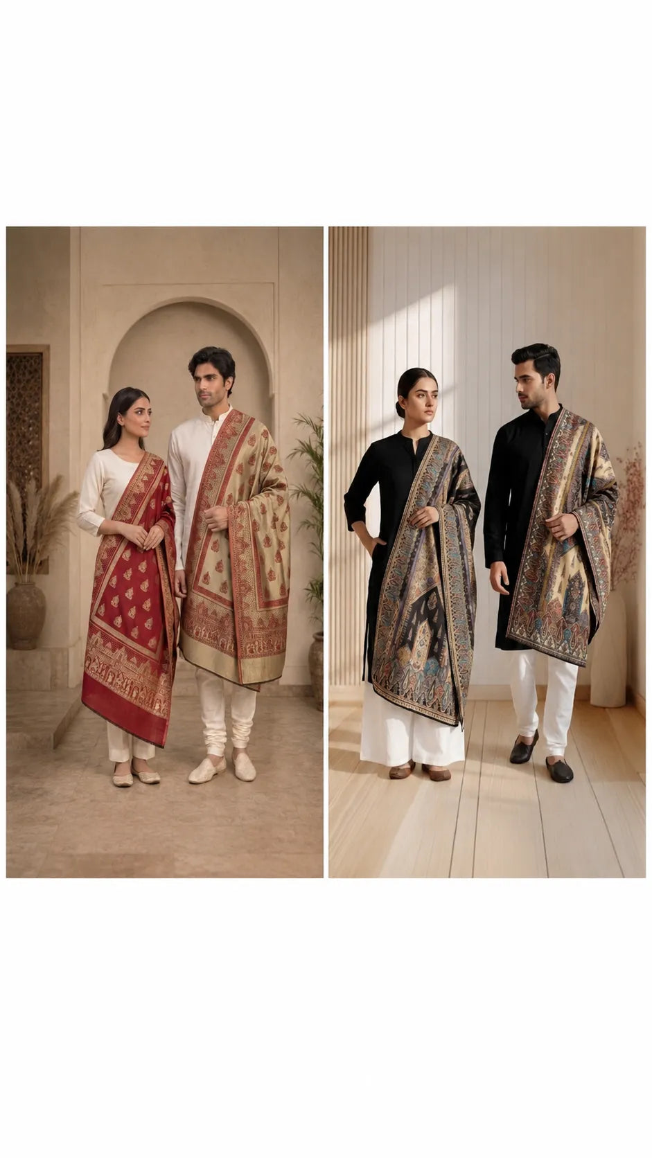 The Kapdakart His & Her Collection Of Semi Pashmina Stole with Premium Box Packaging