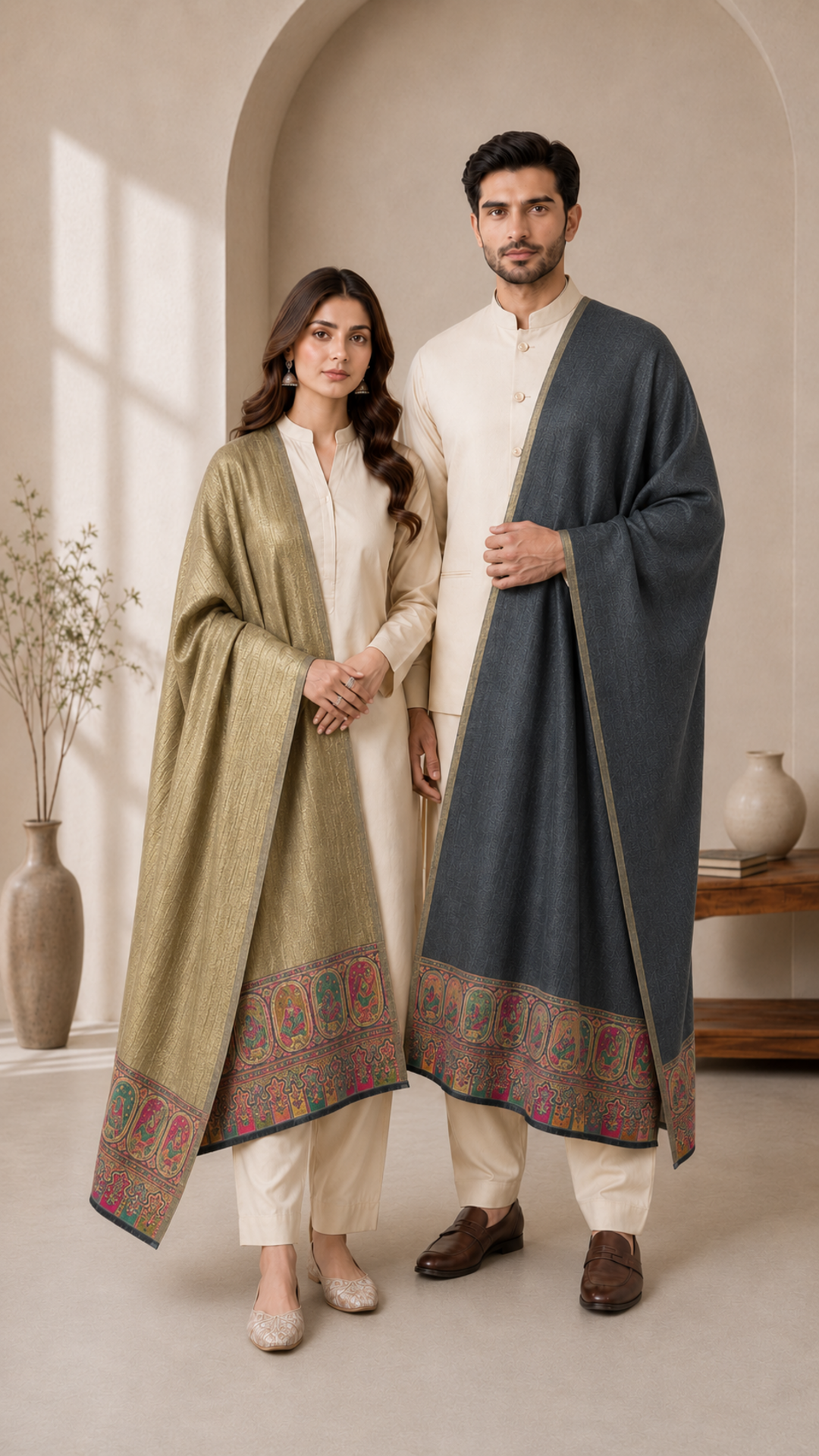 Reversible Pashmina Unisex Stoles - Pack of 1 With Premium  Curated Box Packaging