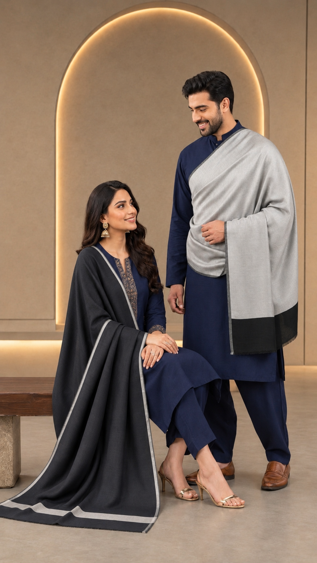 Reversible Fine Wool  Unisex Stoles - Pack of 1 With Premium  Curated Box Packaging